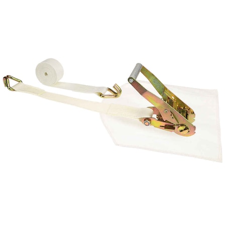 Us Cargo Control 2" x 15' White Tent Ratchet Strap w/ Cover & Wire Hooks 5015WH-WHT-WRP